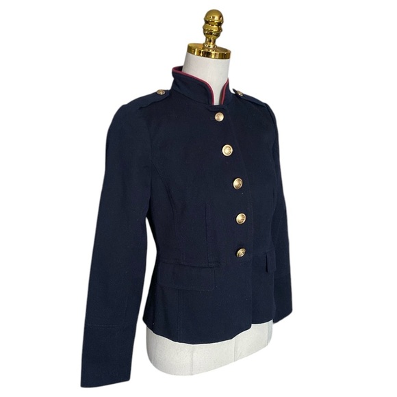 TALBOTS Women’s Classic Modest Navy Compact Military Twill Cotton Jacket Size 2 - Picture 6 of 12